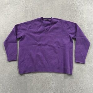 Belinda Robertson Sweater Women's M - L Long Sleeve V-Neck Scotland Purple VTG